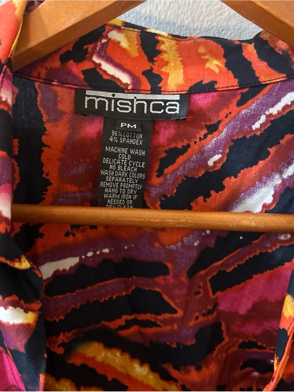 Mishka Y2K Tie Front Vibrant Animal Print Shirt Size Petite Med Festival Club - Picture 2 of 5